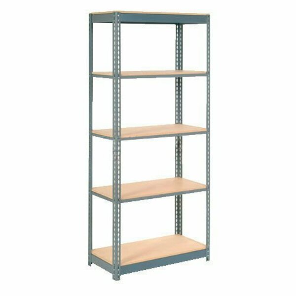 Global Industrial 5 Shelf, Boltless Shelving, Starter, 48inW x 18inD x 72inH, Wood Deck 255666